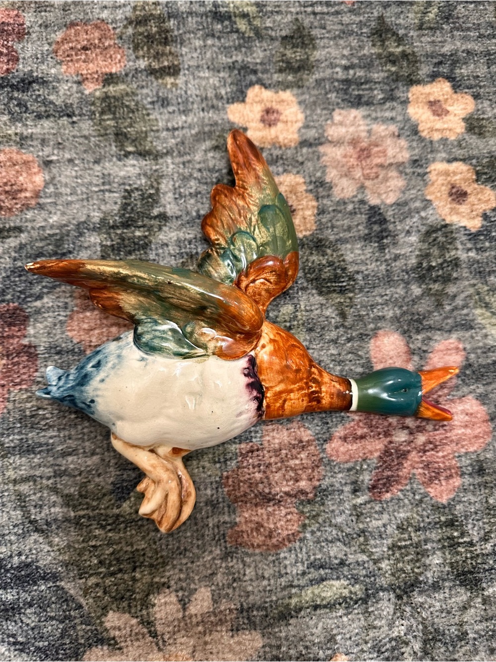 Vintage Hand-Painted Ceramic Mallard Duck Figurine - lot 5962